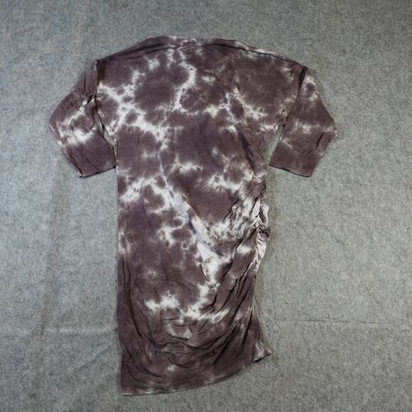 Sundry Dress Womens Medium 2 NWT 3/4 Sleeve Side Shirred Charcoal Tie Dye Mini - Picture 3 of 10